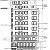 Façade Nord, entrées des bureaux et du magasin 1