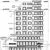 Façade Ouest, entrées des magasins 1 et 2